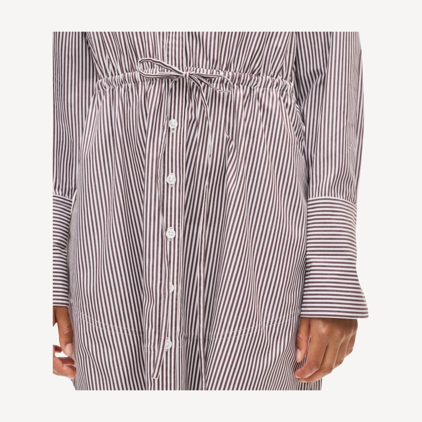 Ruffle-collar mini shirt-dress in striped Greenwich poplin