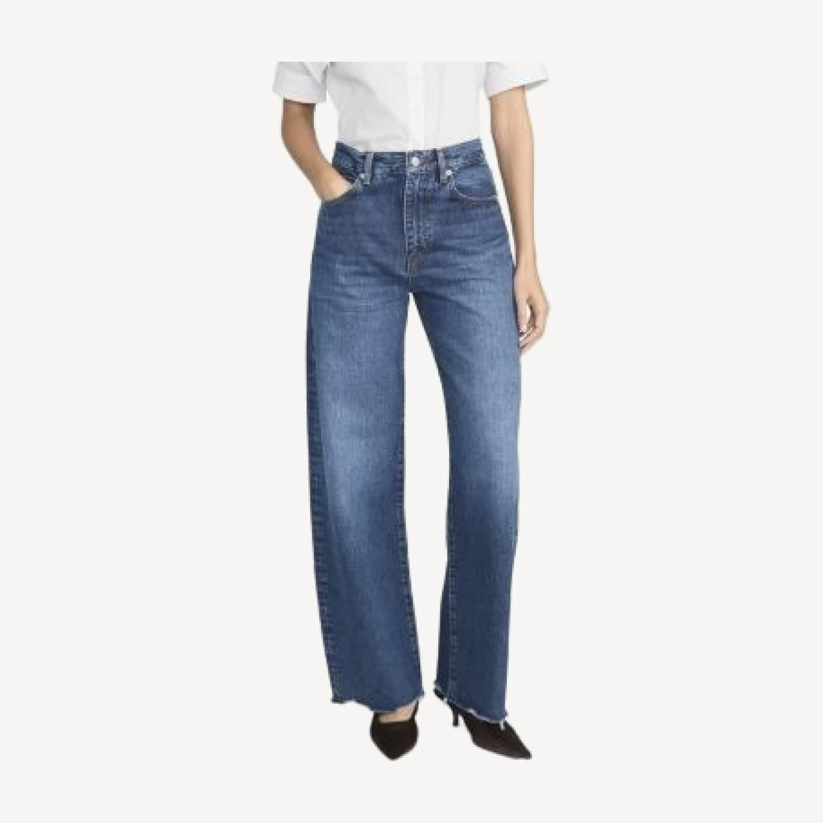 Frame The Bow High Rise Straight Jeans in Acumen New Fray