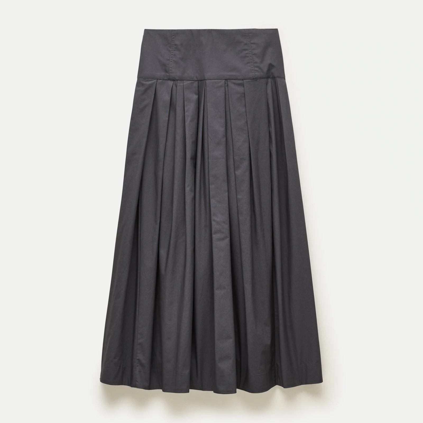 Midi skirt in compact cotton poplin