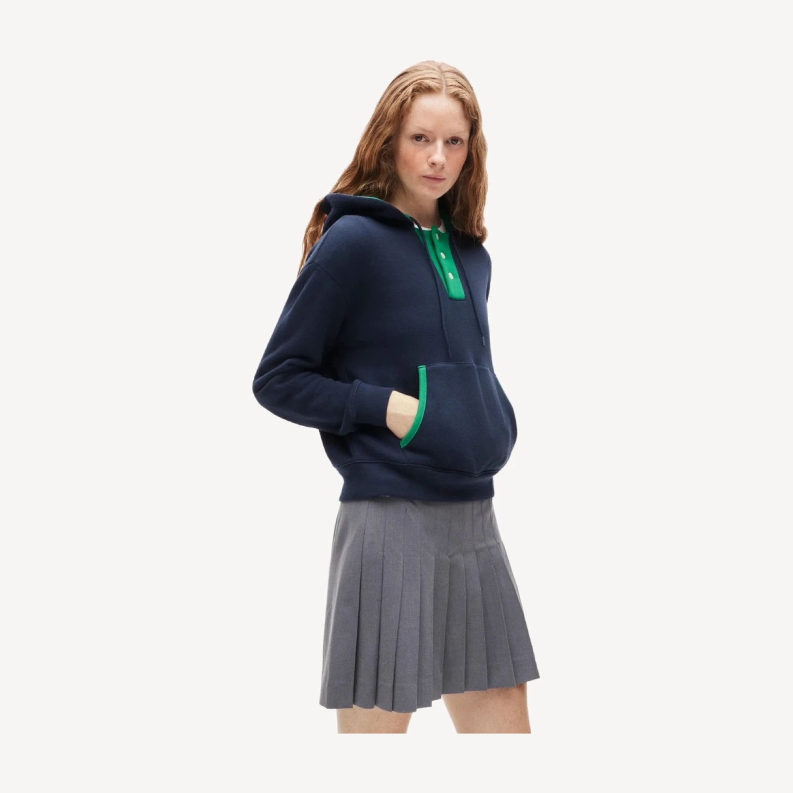 Heritage terry contrast-trim hoodie
