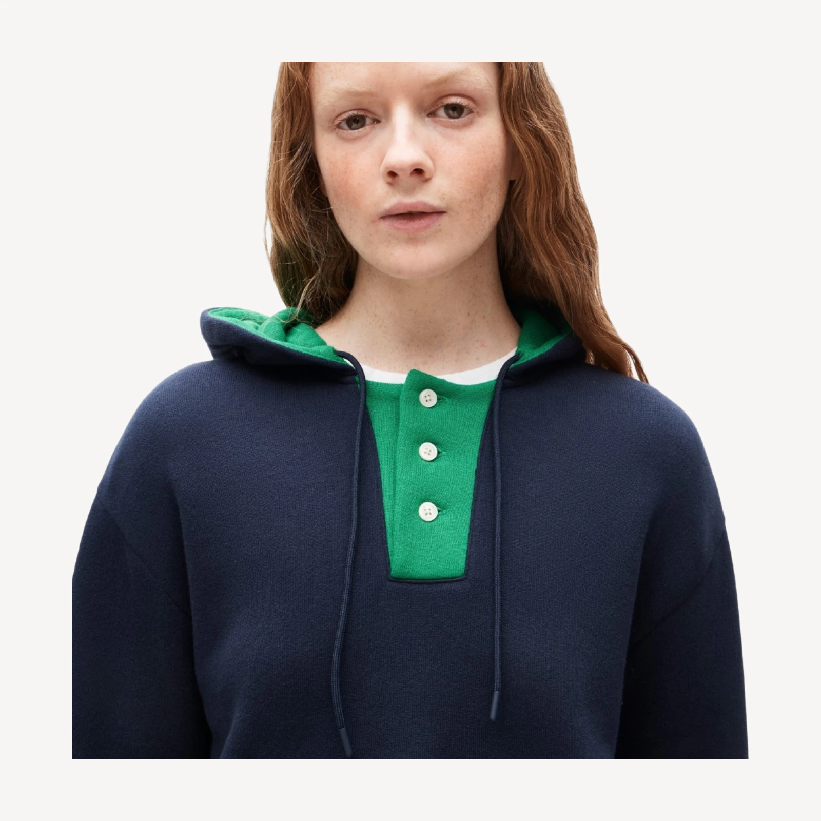 Heritage terry contrast-trim hoodie