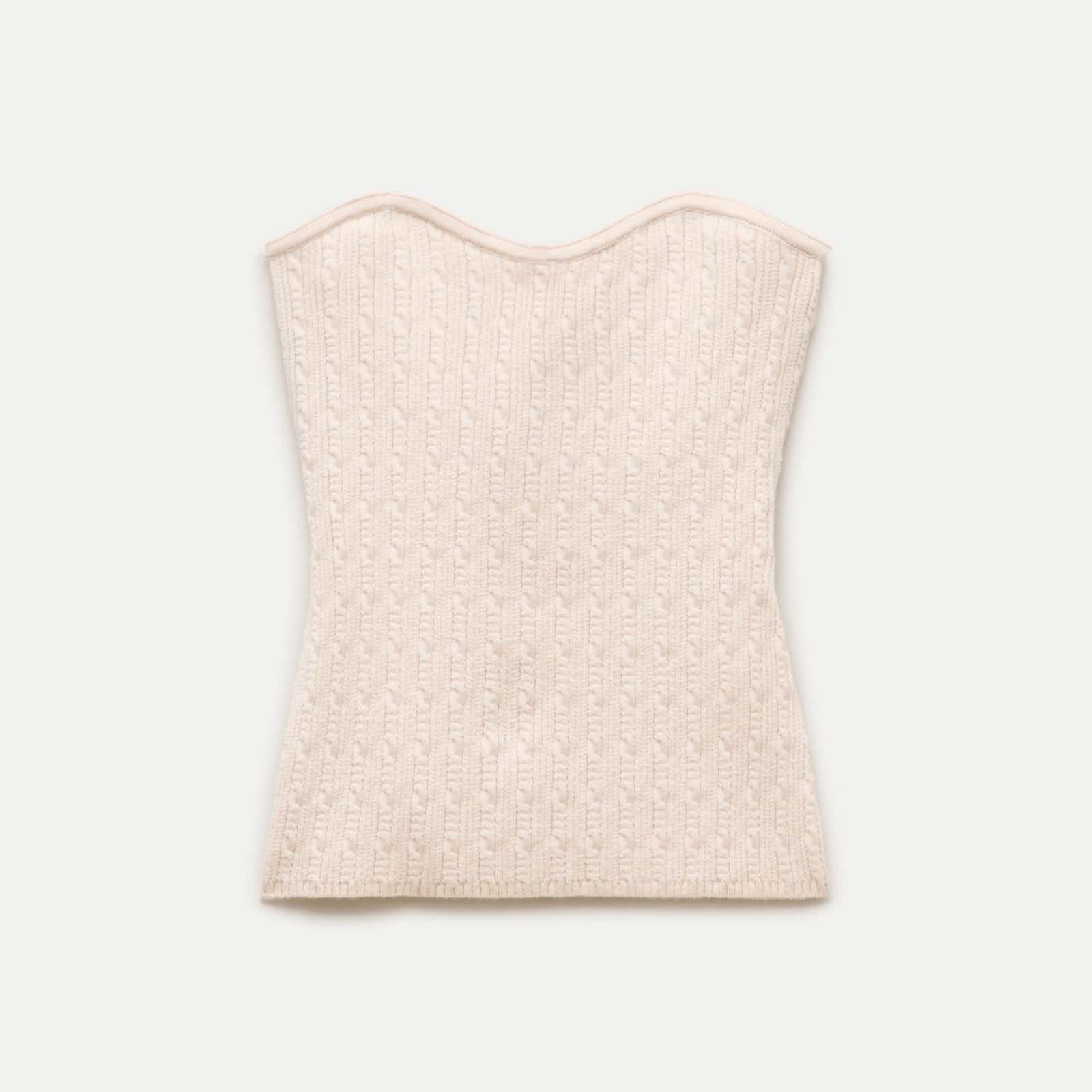 Cable-knit tube top in merino wool blend