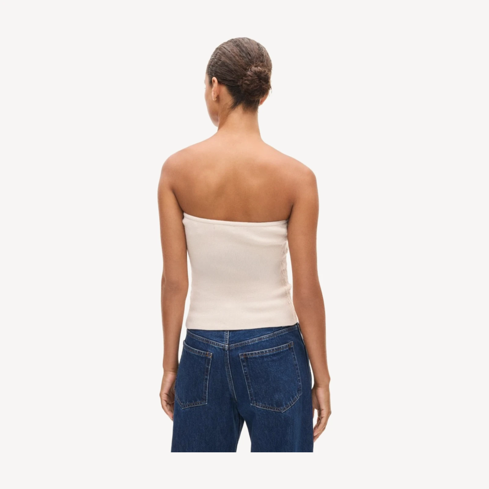 Cable-knit tube top in merino wool blend