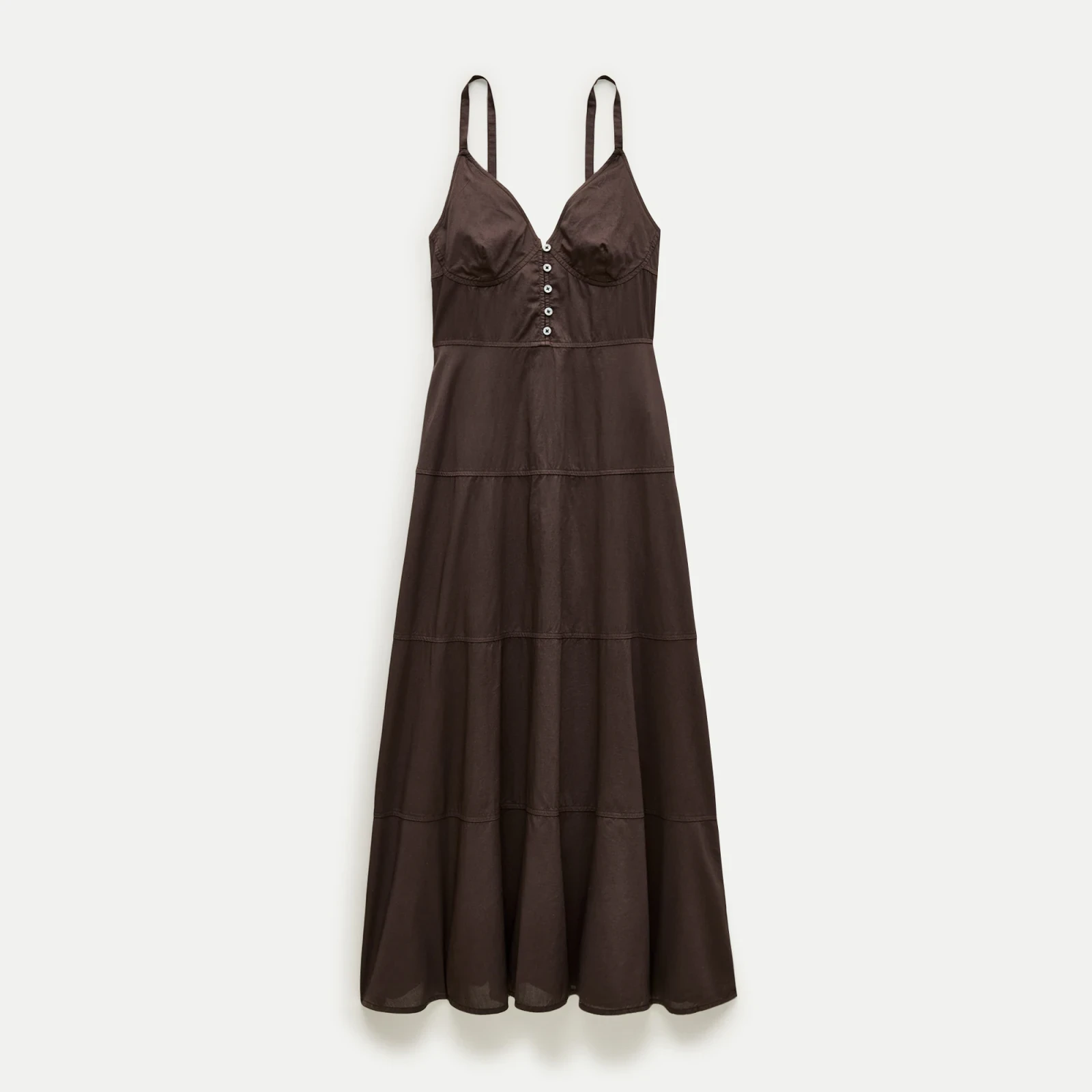 Tiered dress in garment-dyed cotton poplin