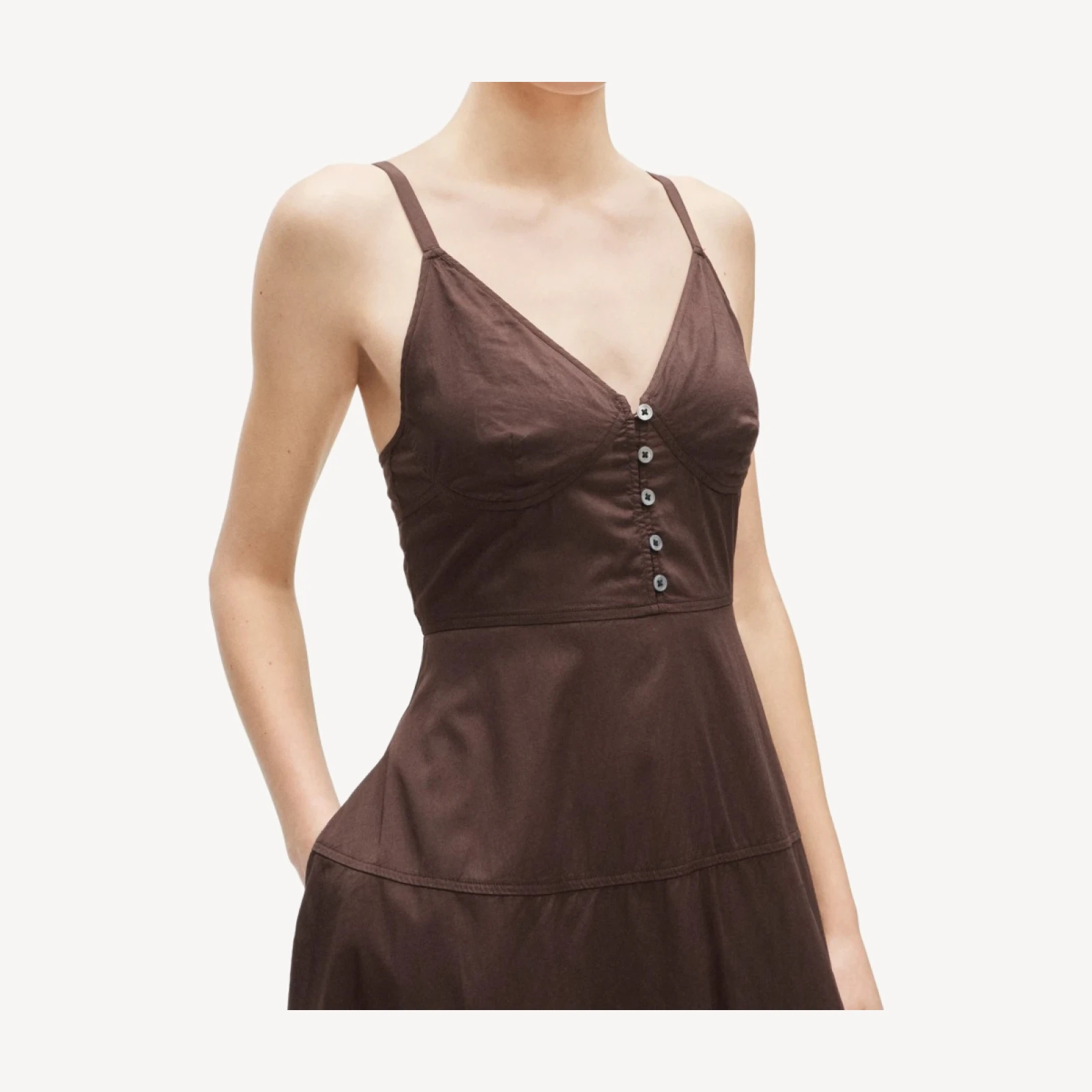 Tiered dress in garment-dyed cotton poplin