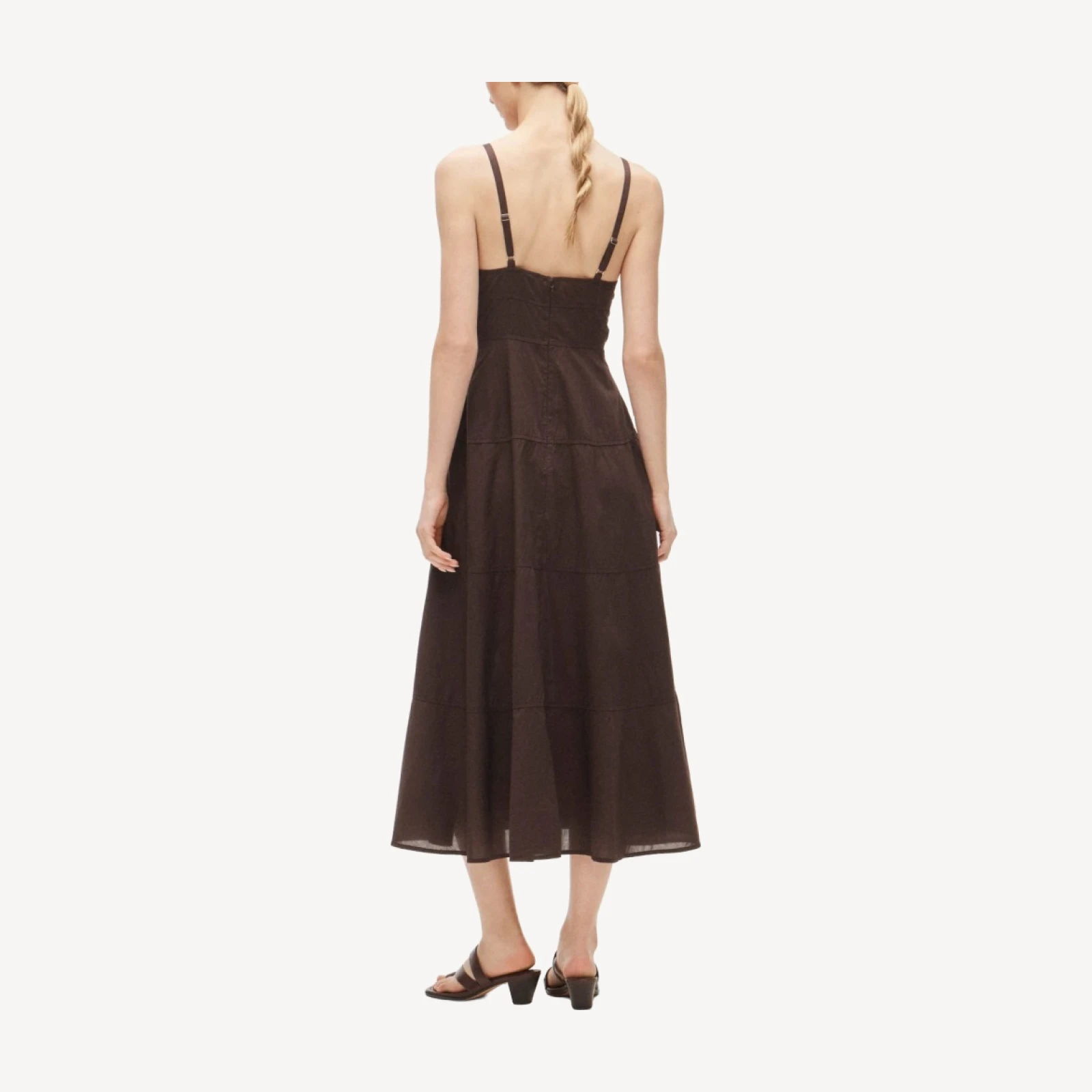 Tiered dress in garment-dyed cotton poplin