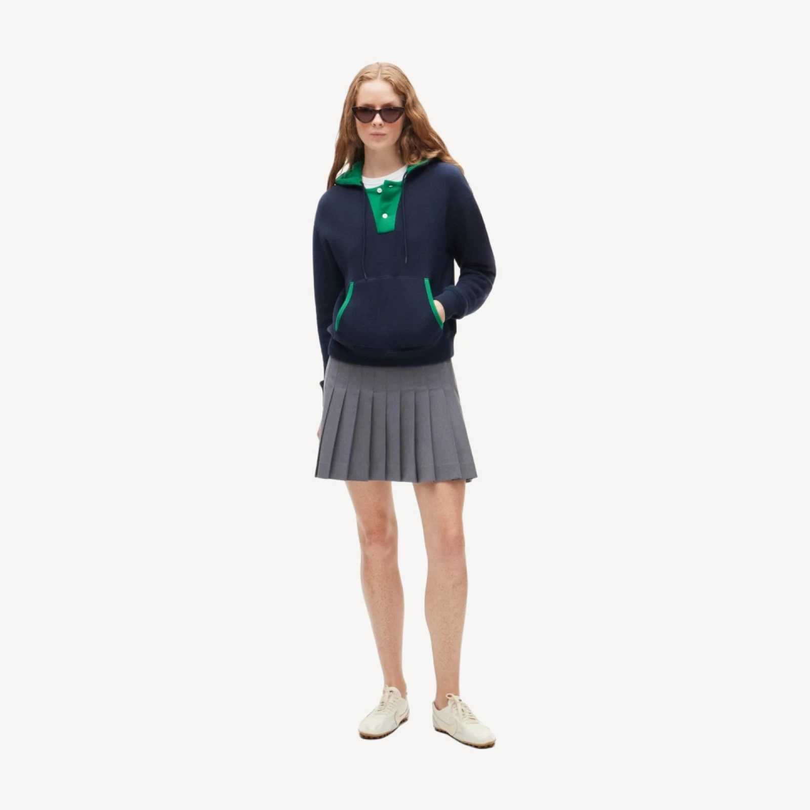 Heritage terry contrast-trim hoodie