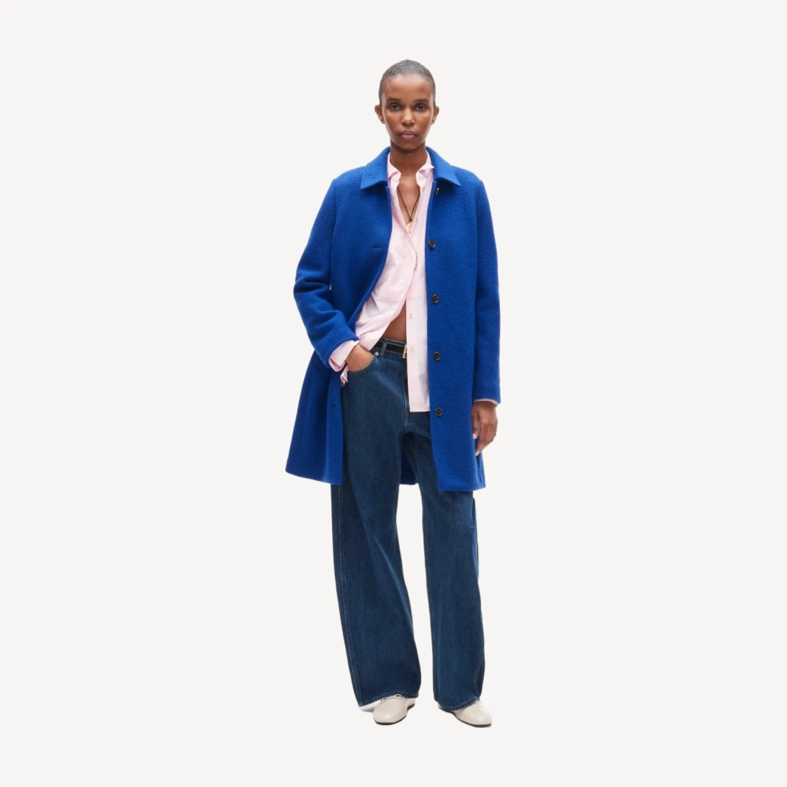 Car coat in Italian boiled wool