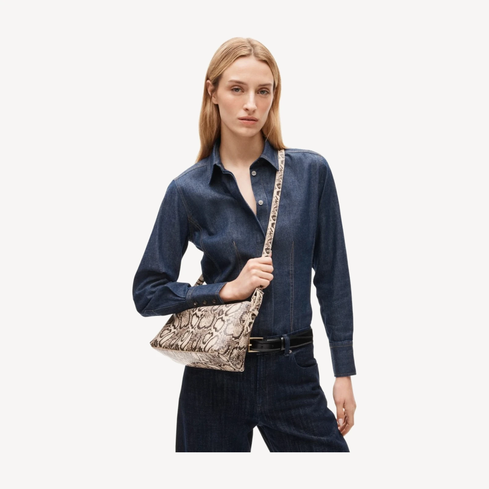 Berkeley small shoulder bag in snake-embossed leather with adjustable strap