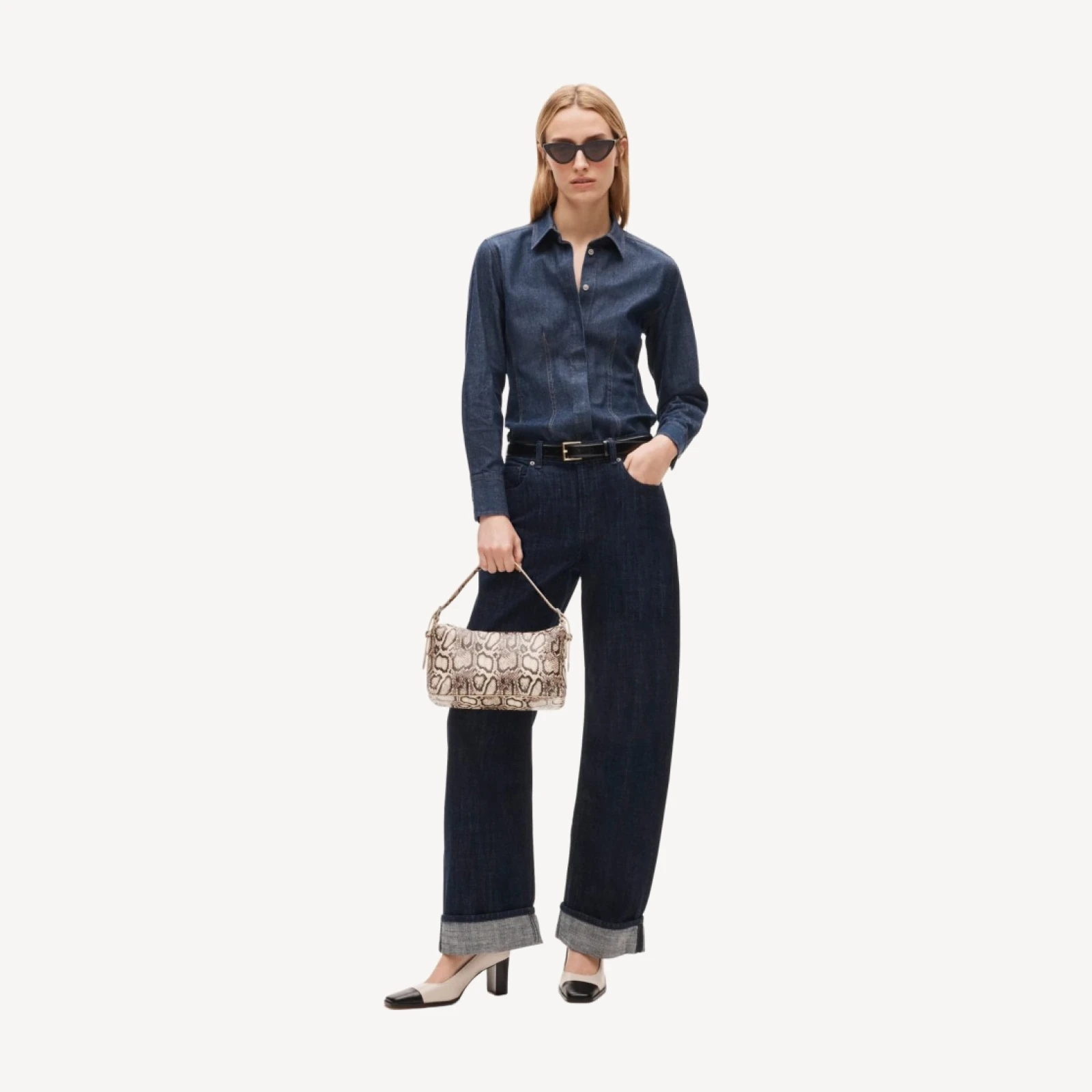 Berkeley small shoulder bag in snake-embossed leather with adjustable strap