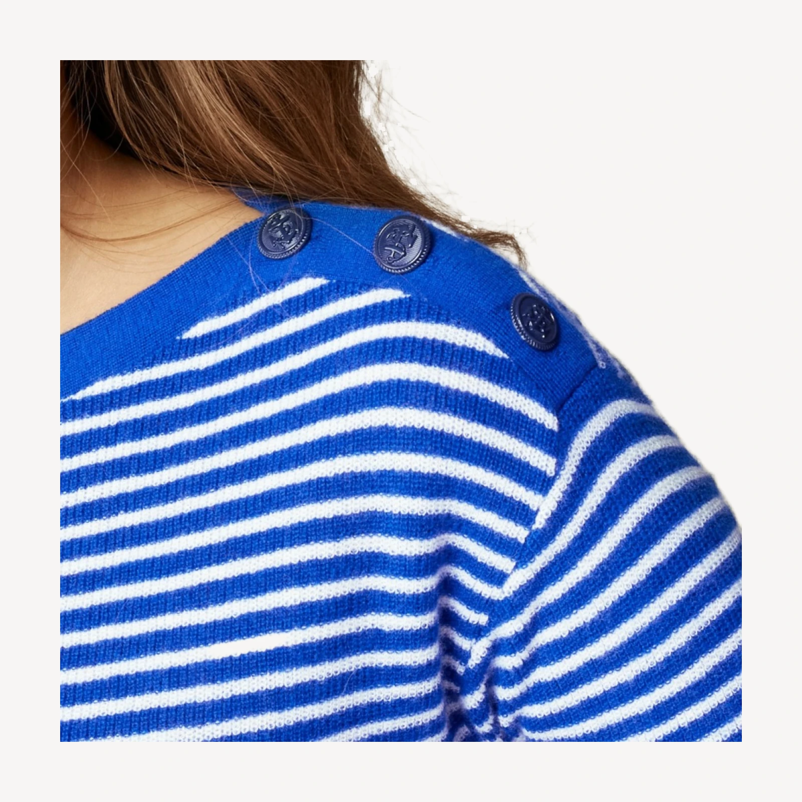 Featherweight cashmere ruffle-trim T-shirt in stripe
