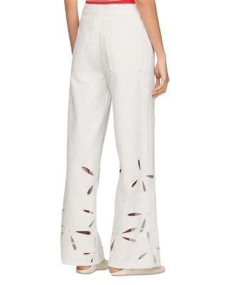 Sandro Flo High Rise Wide Leg Embroidered Pants