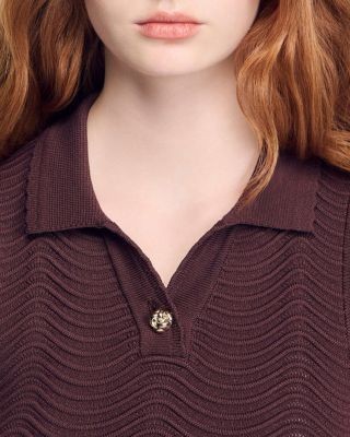 Sandro Cropped Decorative Knit Top