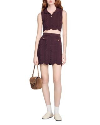 Sandro Short Decorative Knit Skirt