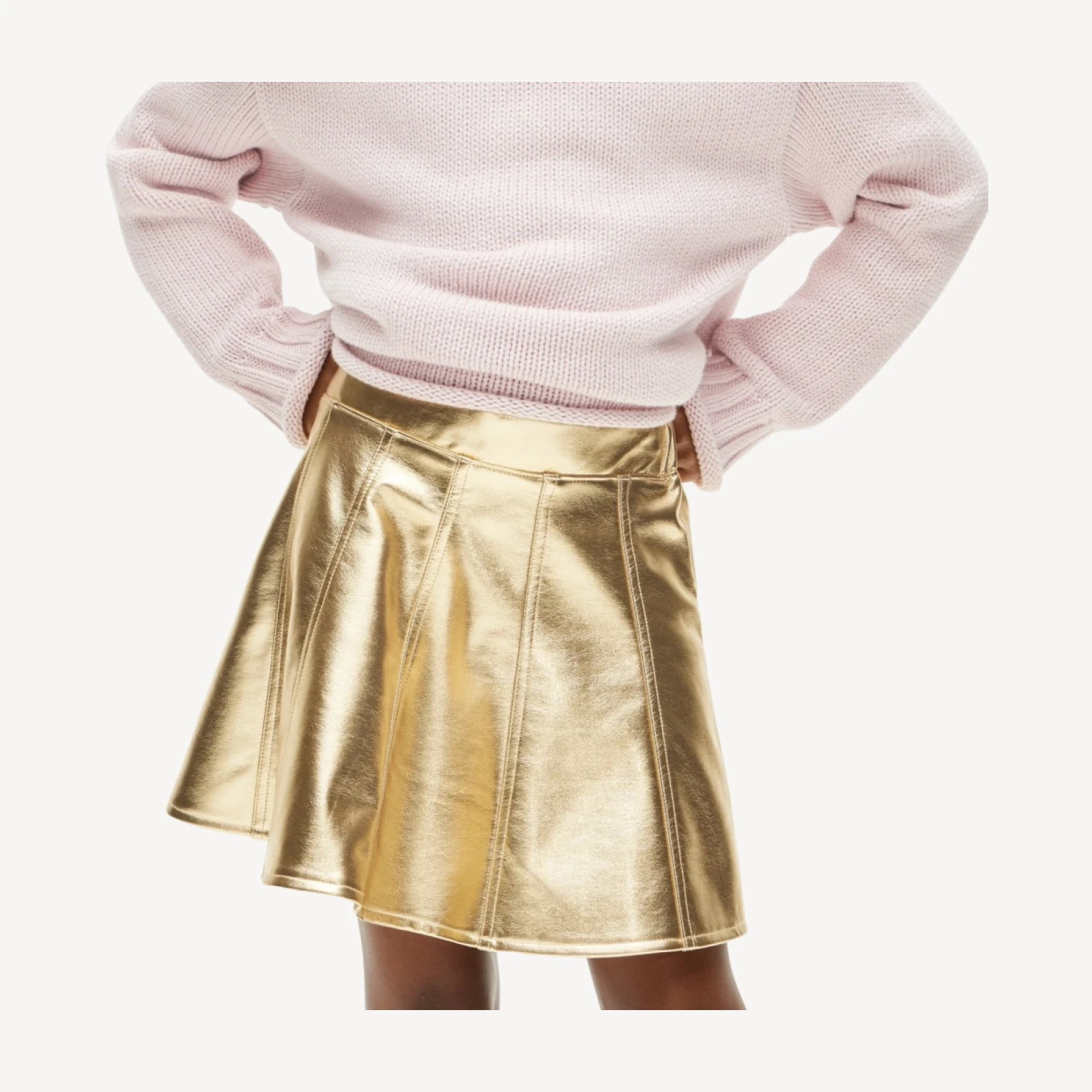 Girls' picture day skirt in faux metallic leather