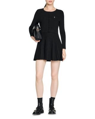 Sandro Ruby Pleated Knit Short Dress
