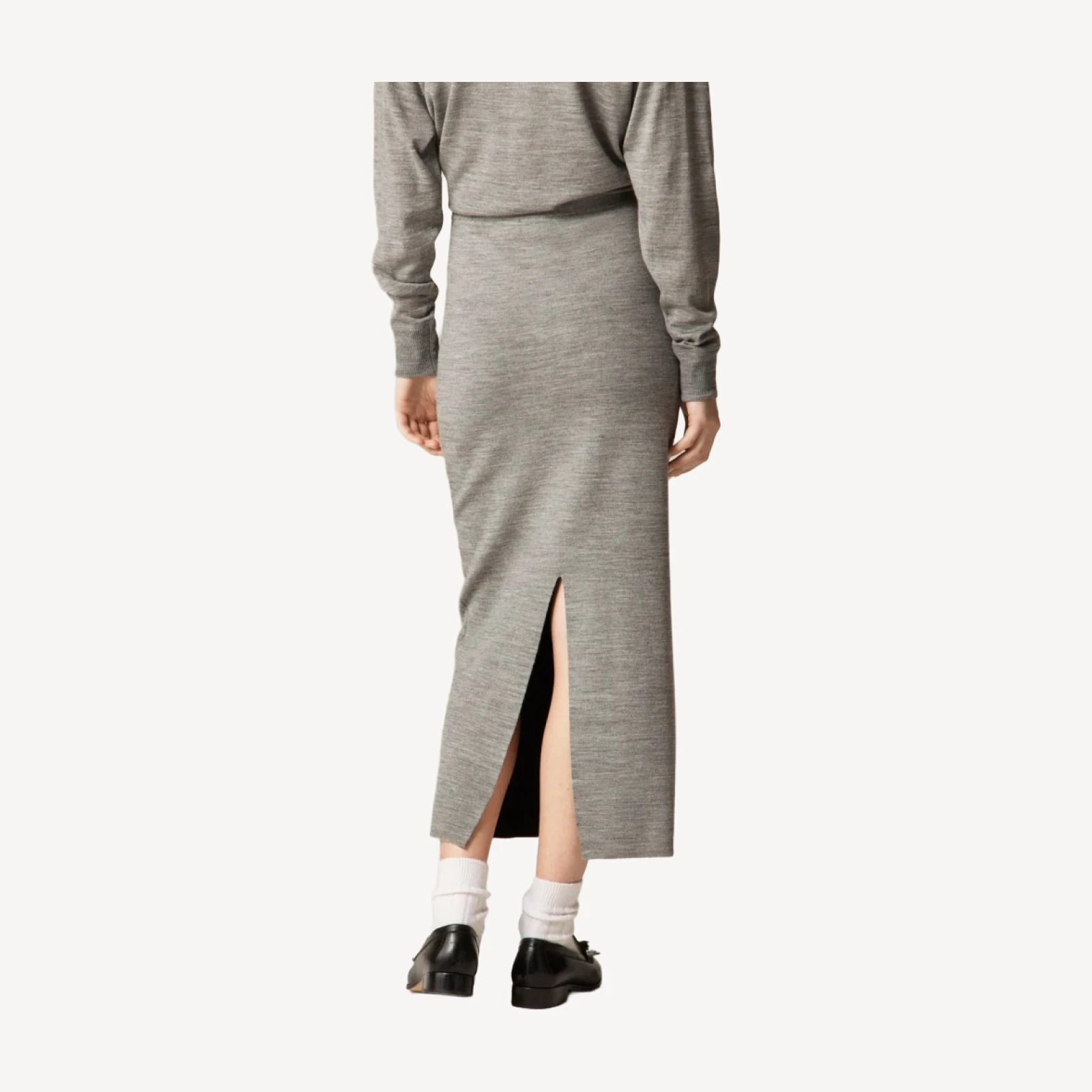 Sweater midi skirt in double-faced merino wool blend