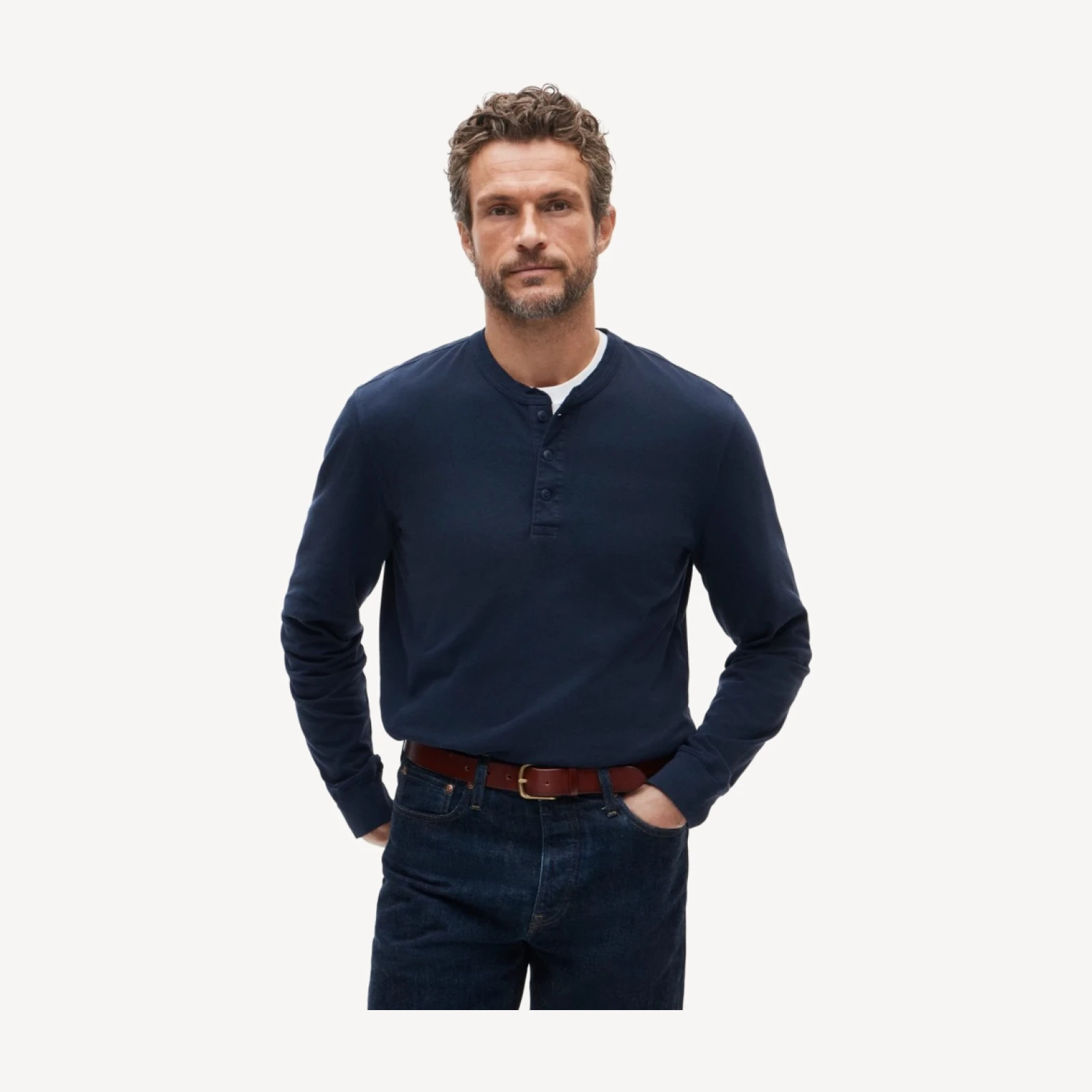 Vintage-wash cotton henley