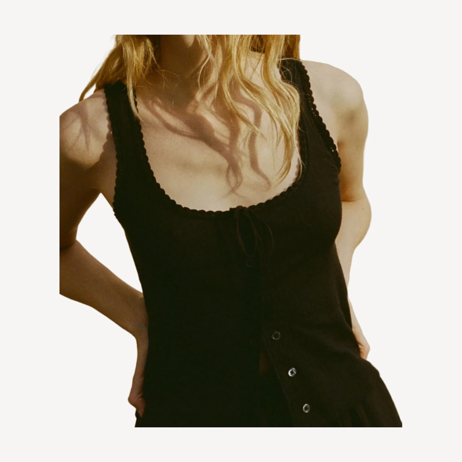 LOIS TANK -- BLACK QUELLE JOLIE POINTELLE