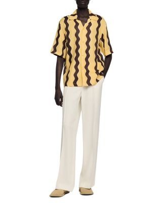 Sandro SS26 Waves Printed Linen Shirt