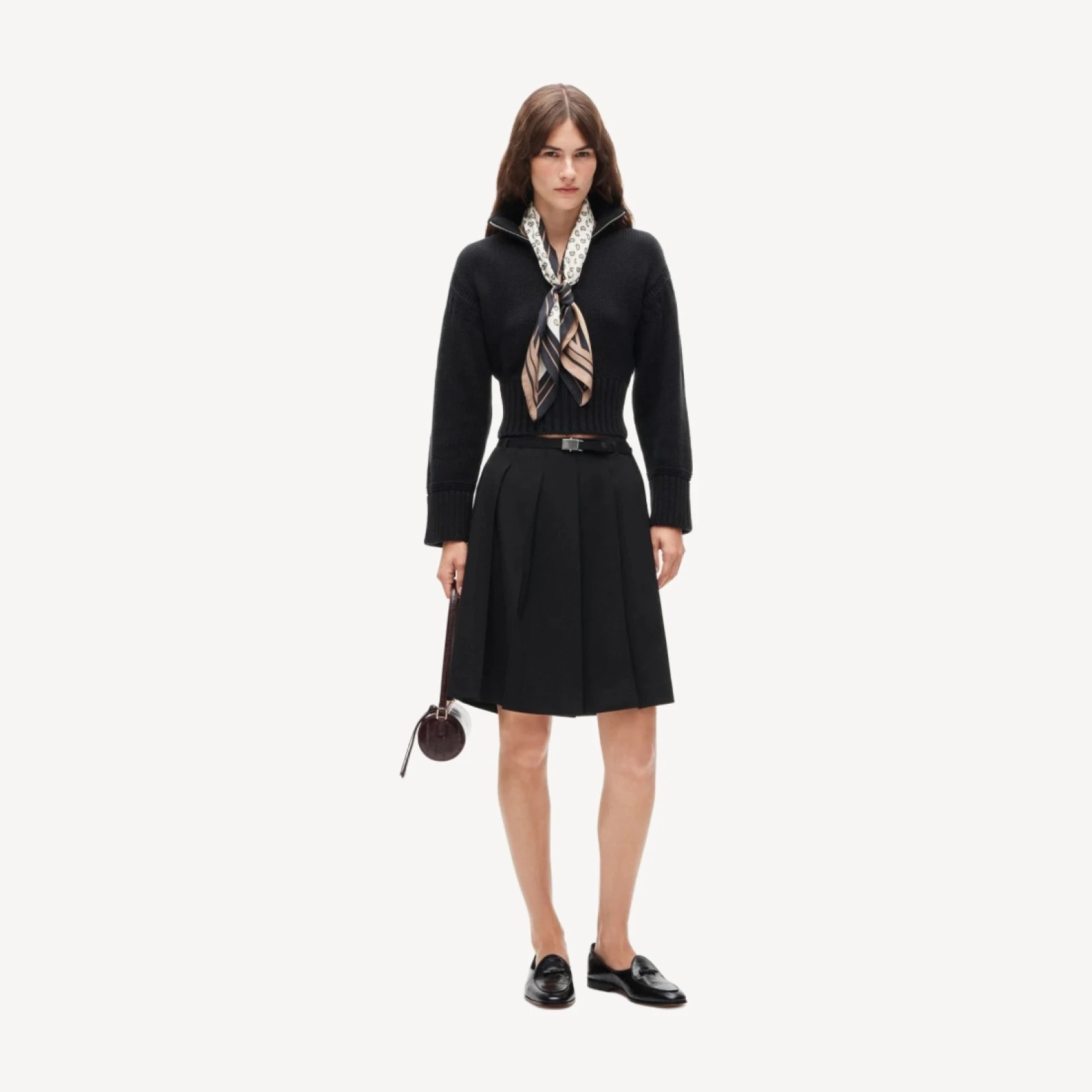 Pleated prep skirt in Gramercy suiting