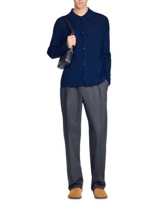 Sandro Cotton Ribbed Knit Cardigan