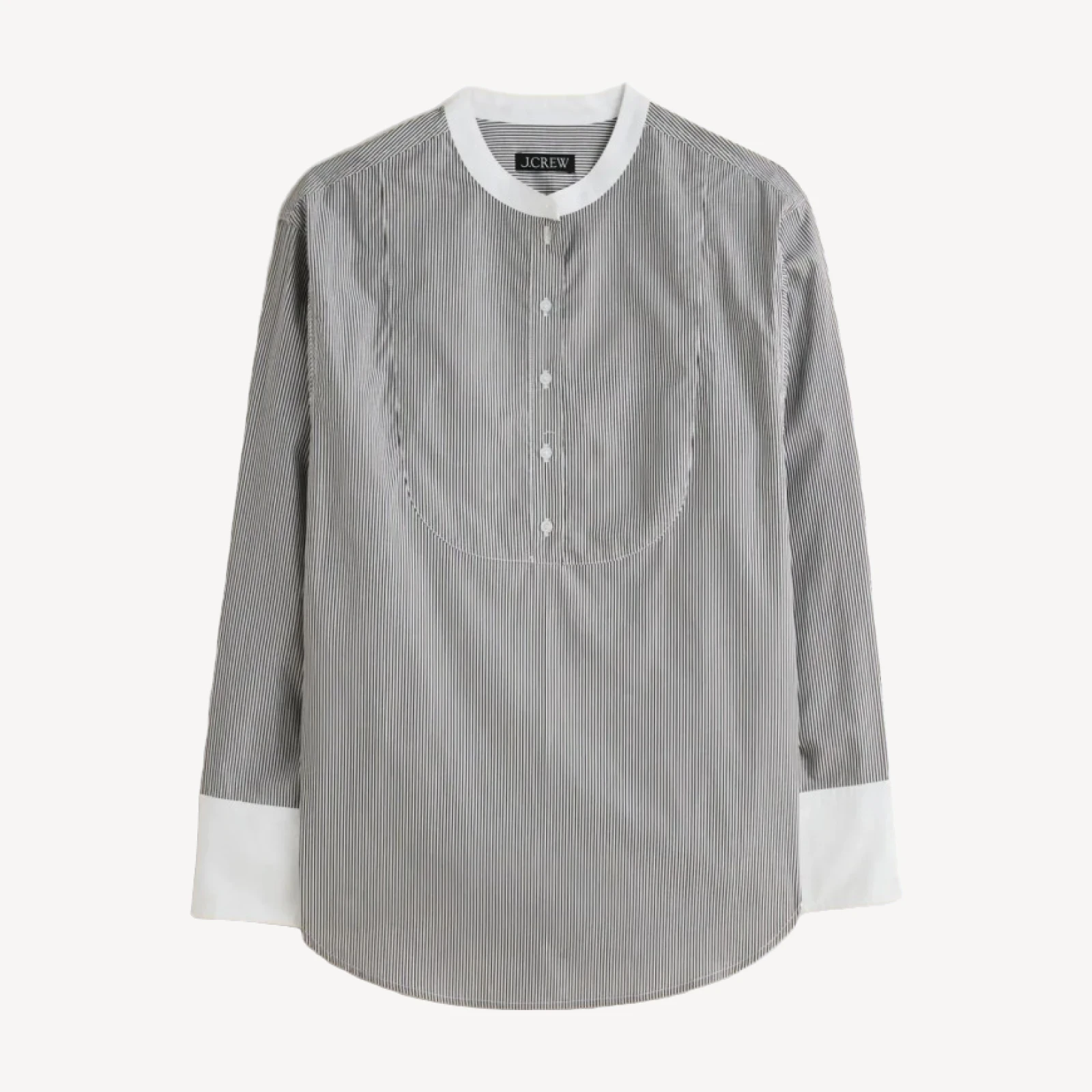 Tuxedo popover shirt in striped cotton poplin