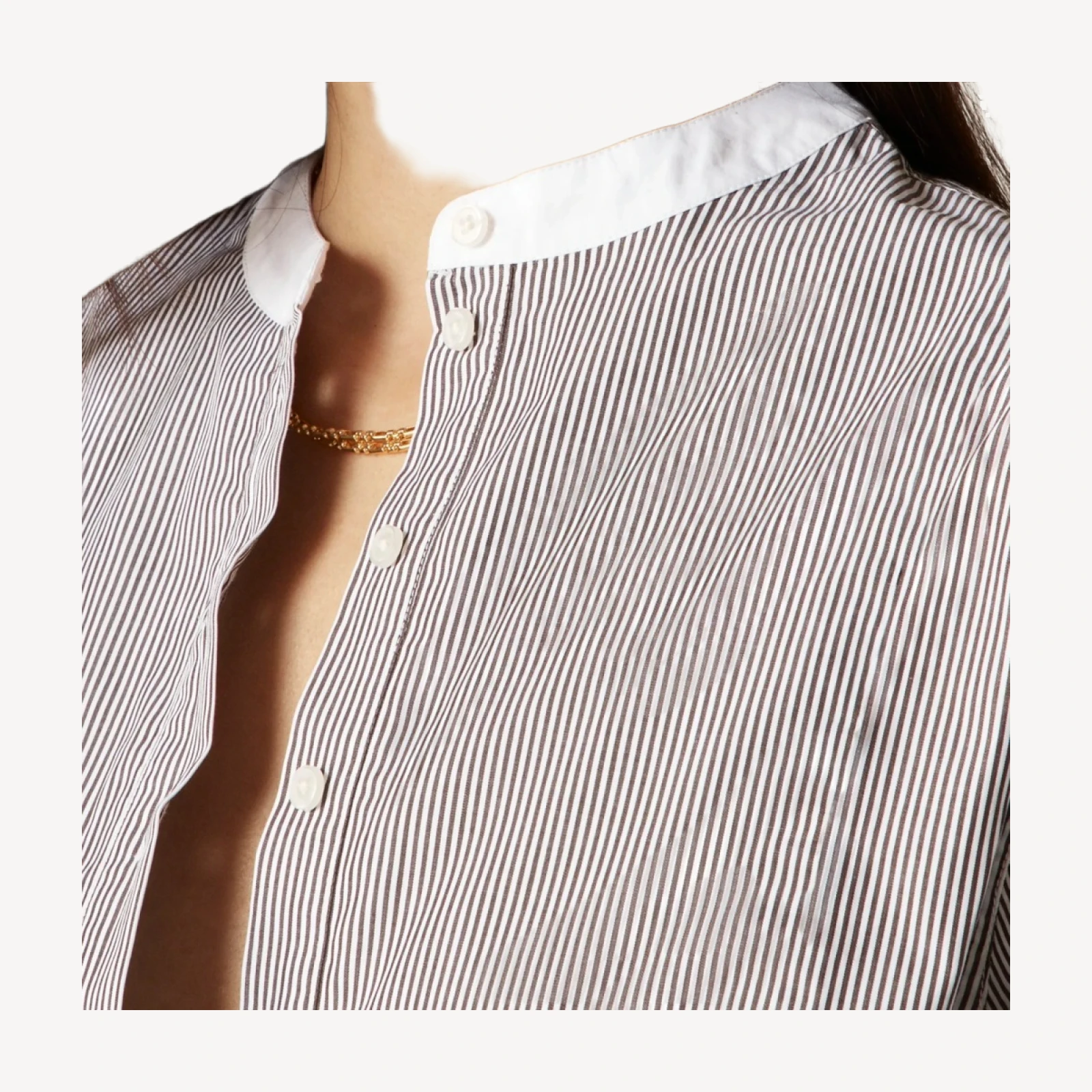 Tuxedo popover shirt in striped cotton poplin