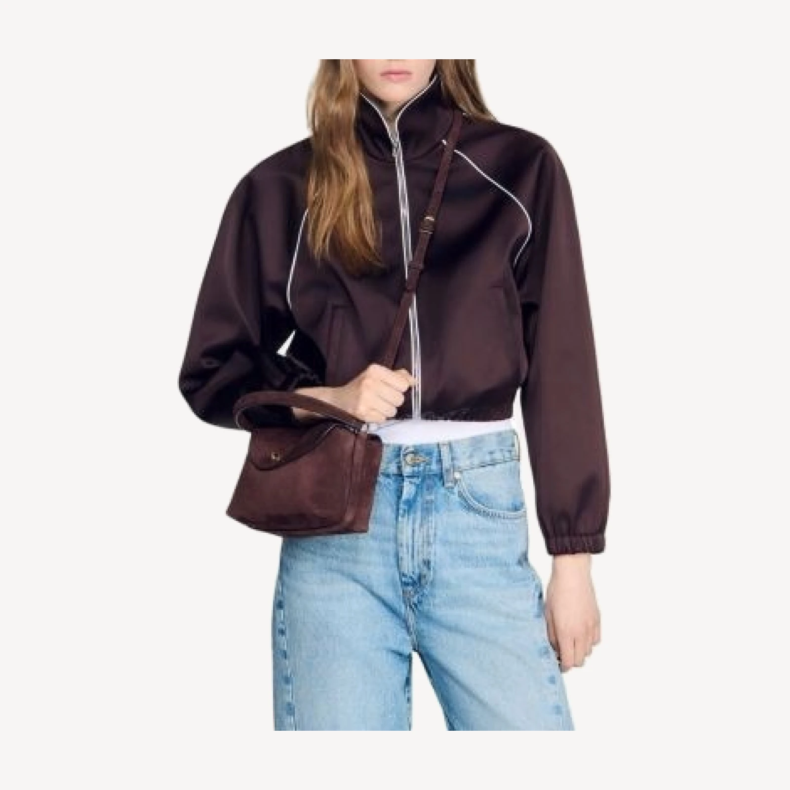 Sandro Le Grand Bazaar Mini Suede Top Handle Bag