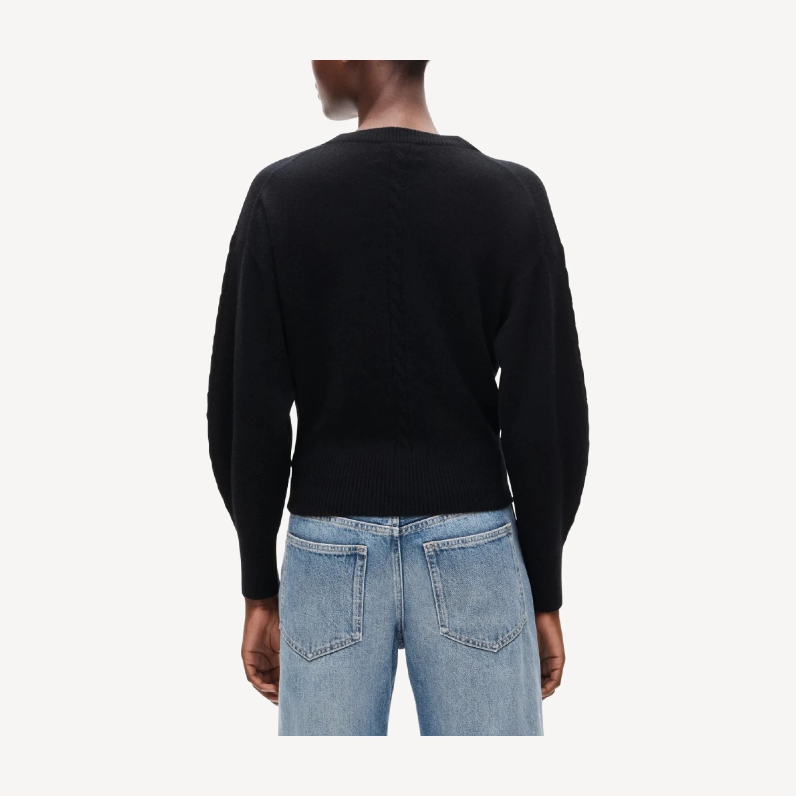 Cashmere V-neck sweater with removable embroidered scarf