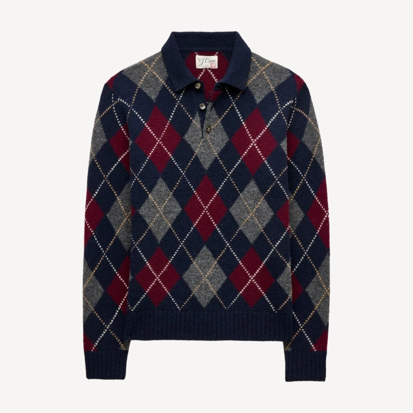 Wool sweater-polo in in argyle