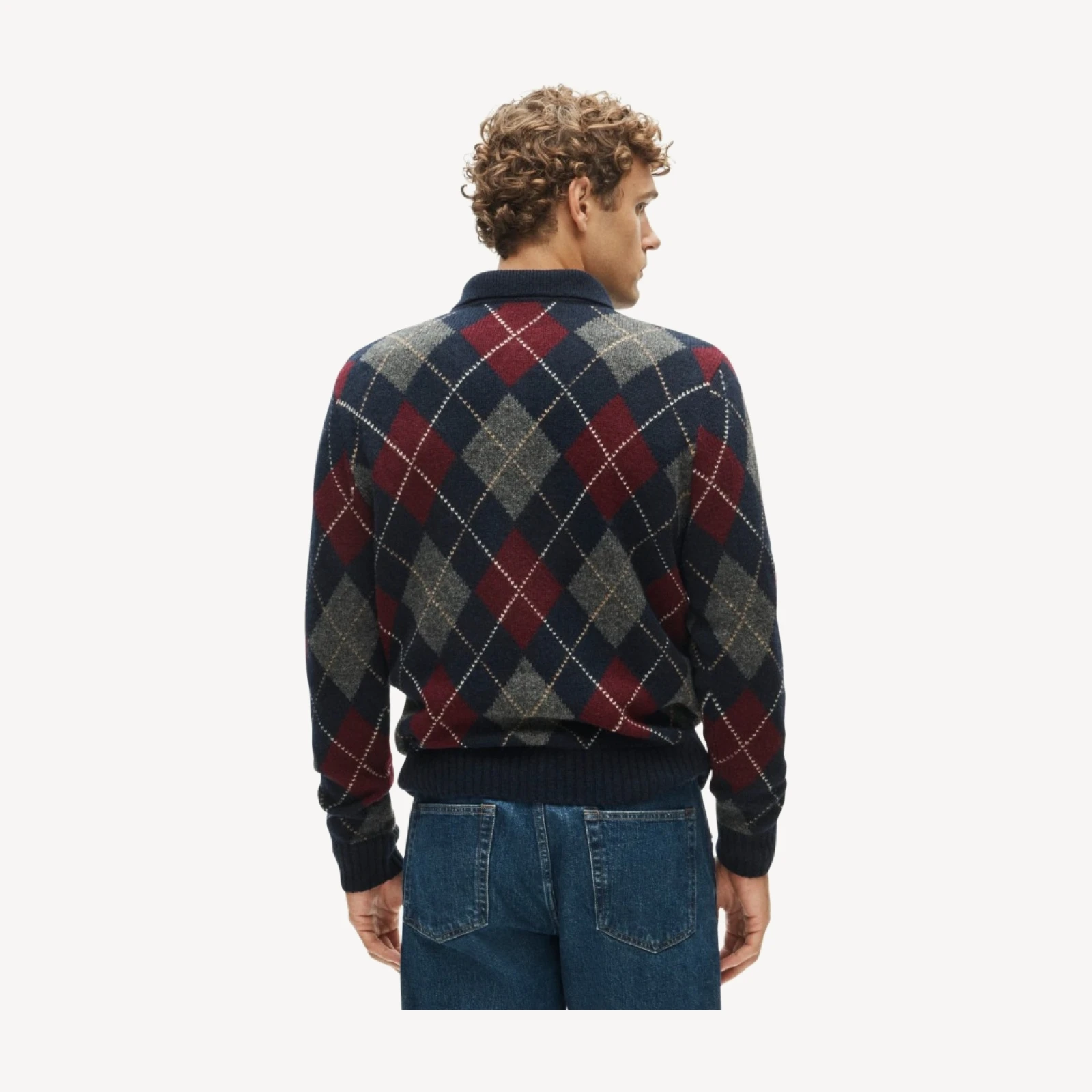Wool sweater-polo in in argyle