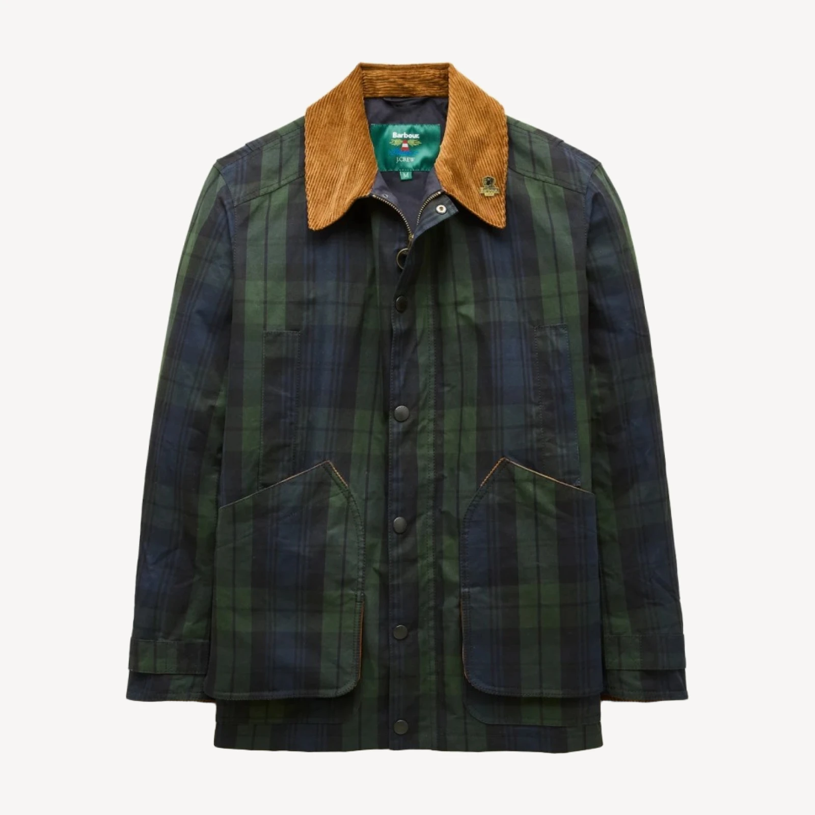 Men's Barbour® x J.Crew Barn Jacket™ in Black Watch waxed cotton