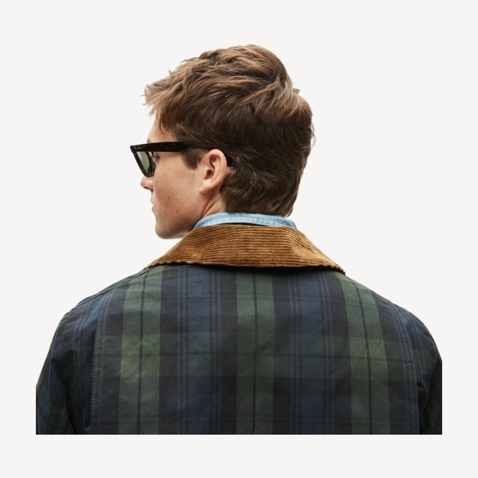 Men's Barbour® x J.Crew Barn Jacket™ in Black Watch waxed cotton
