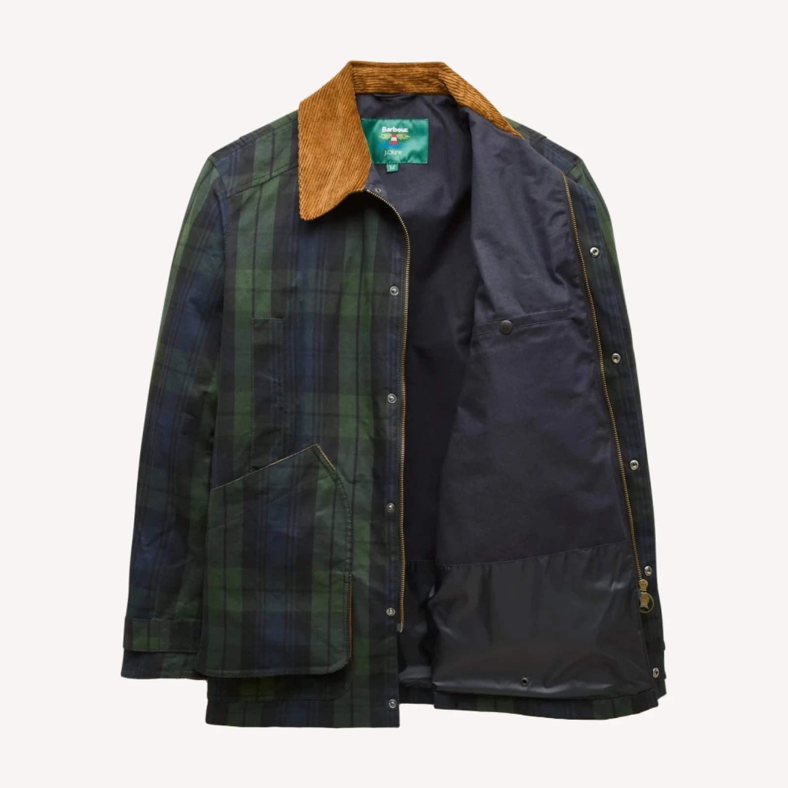 Men's Barbour® x J.Crew Barn Jacket™ in Black Watch waxed cotton
