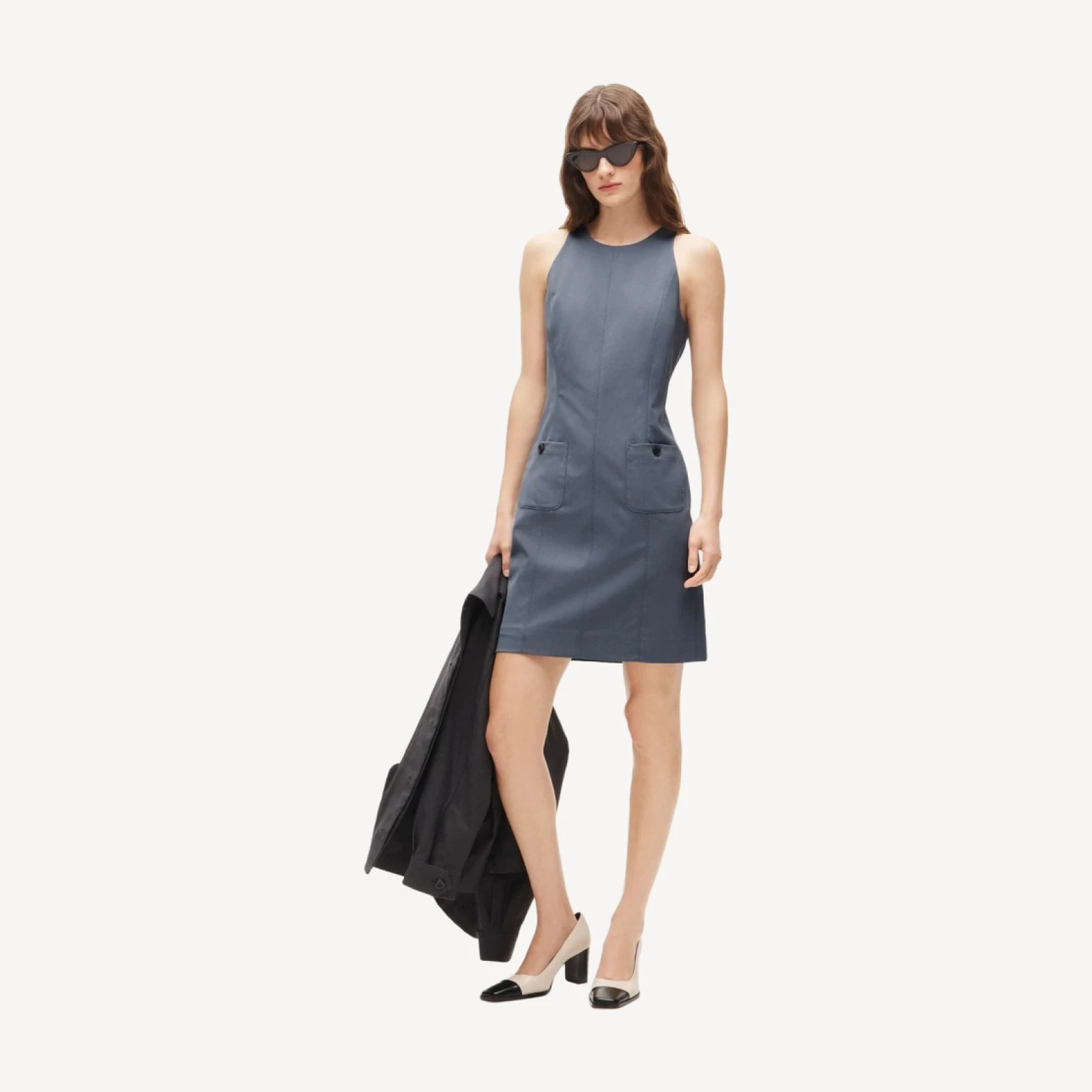 Mini sheath dress in lightspun wool blend