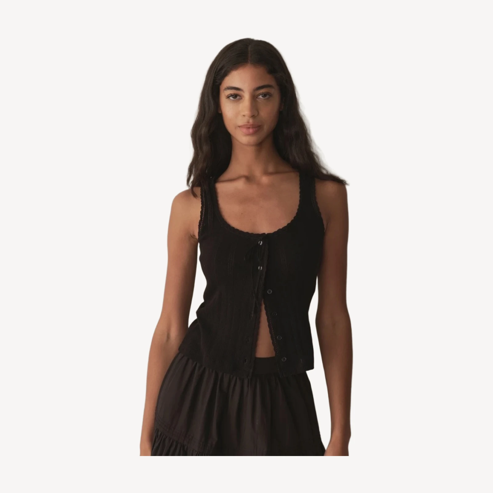 LOIS TANK -- BLACK QUELLE JOLIE POINTELLE