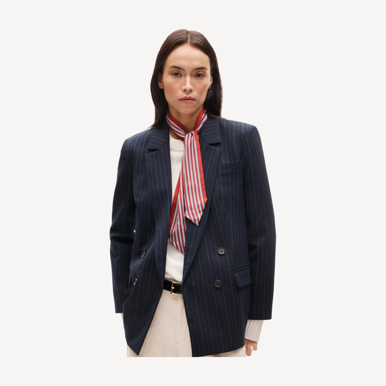 Skinny silk scarf in stripe