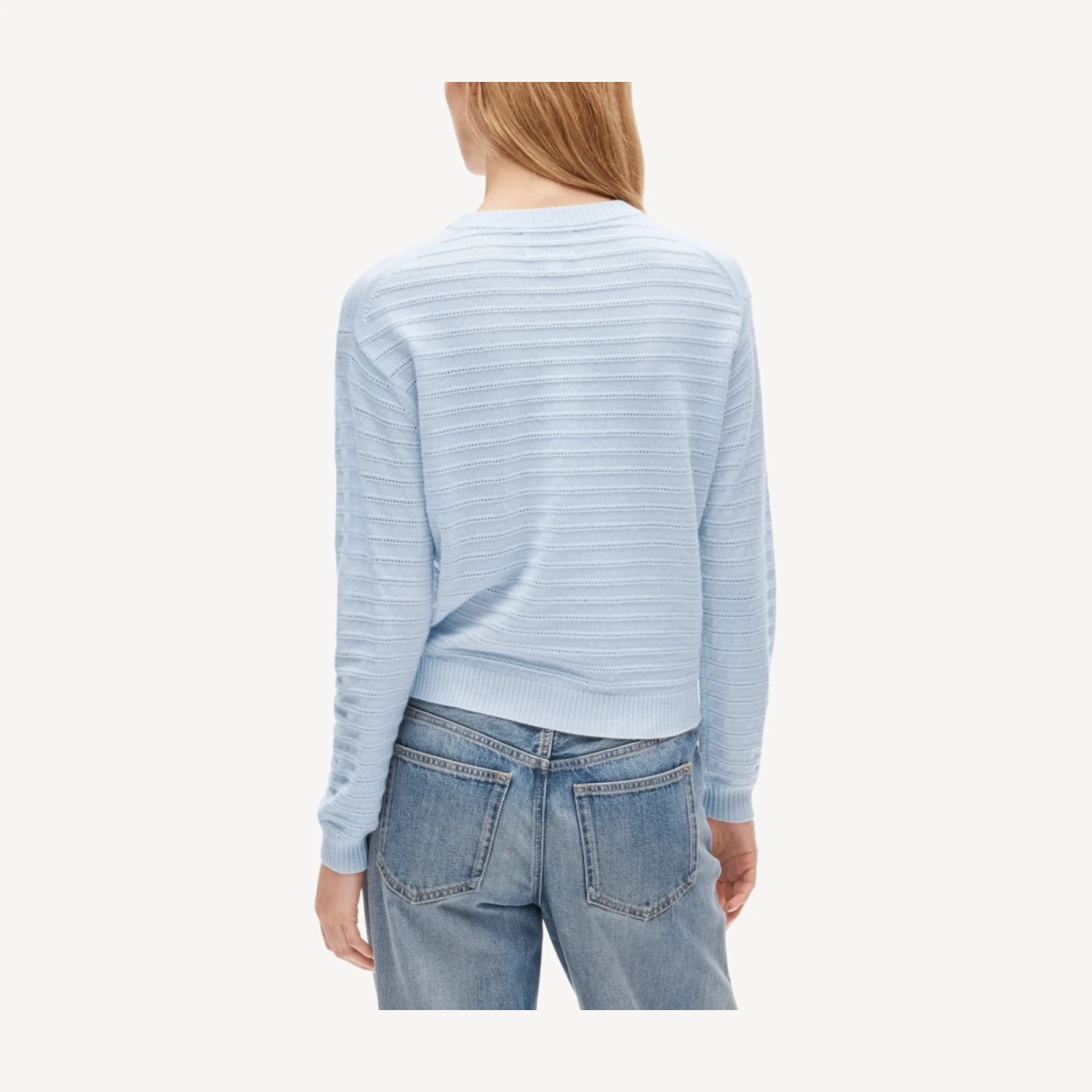 Perfect cashmere crewneck in pointelle stitch