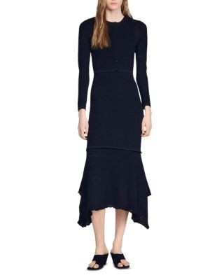 Sandro Maretto Cropped Pointelle Knit Cardigan