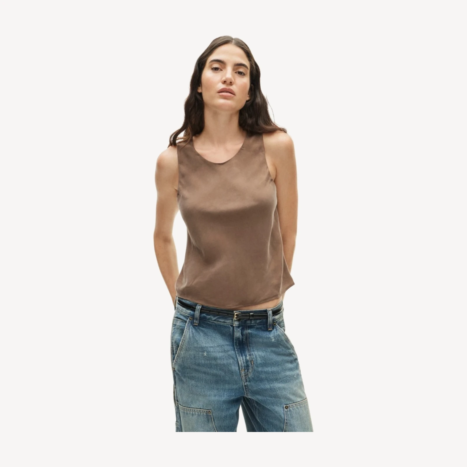 Scoopneck tank top in cupro blend