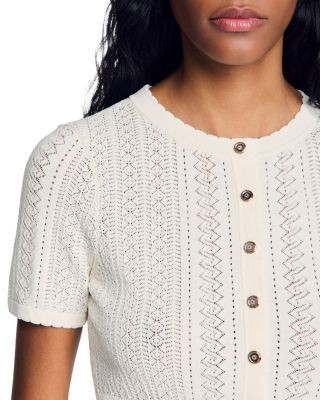 Sandro Larane Ruffled Pointelle Knit Top