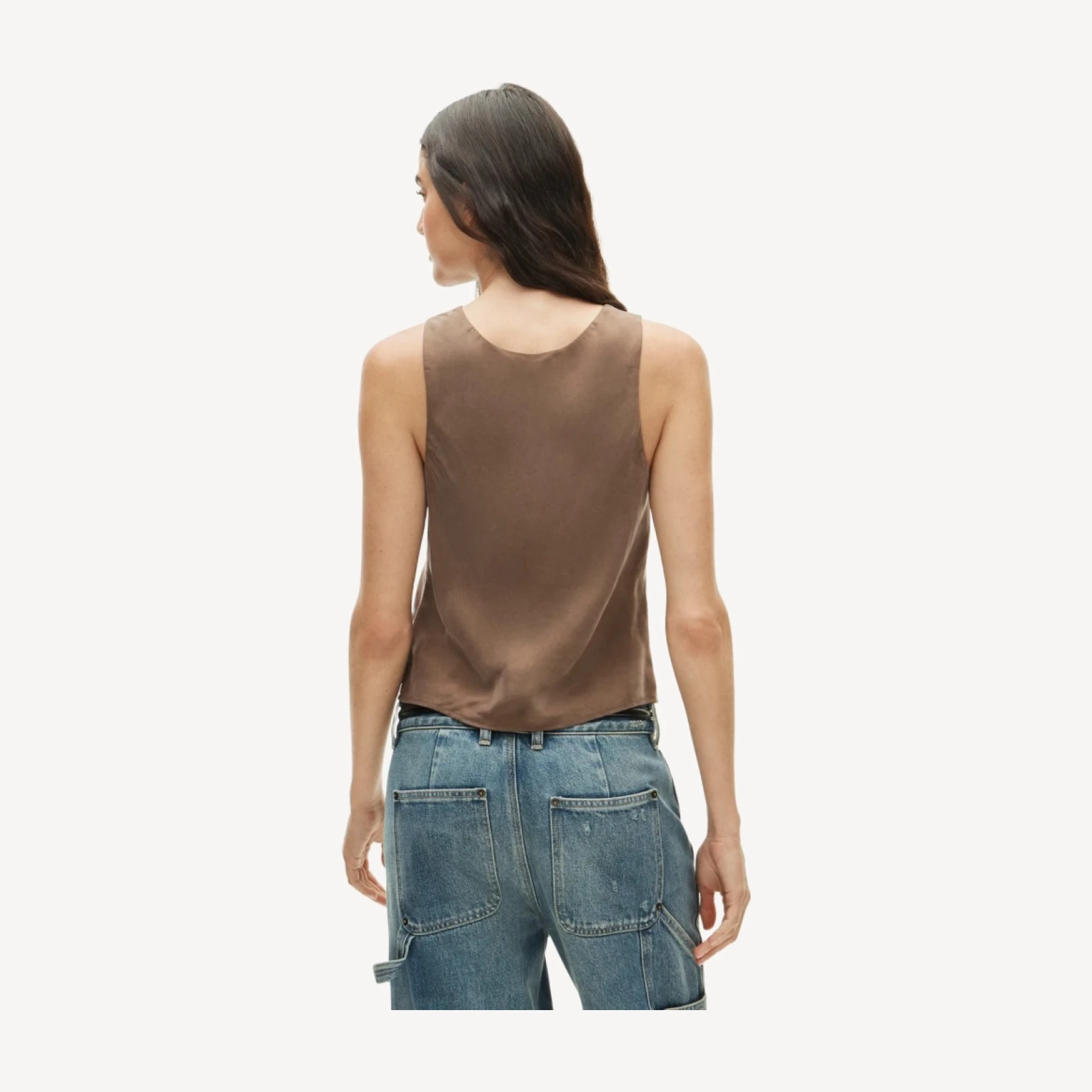 Scoopneck tank top in cupro blend