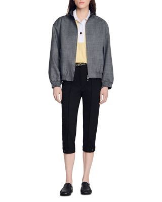 Sandro Oversized Leather Collar Jacket