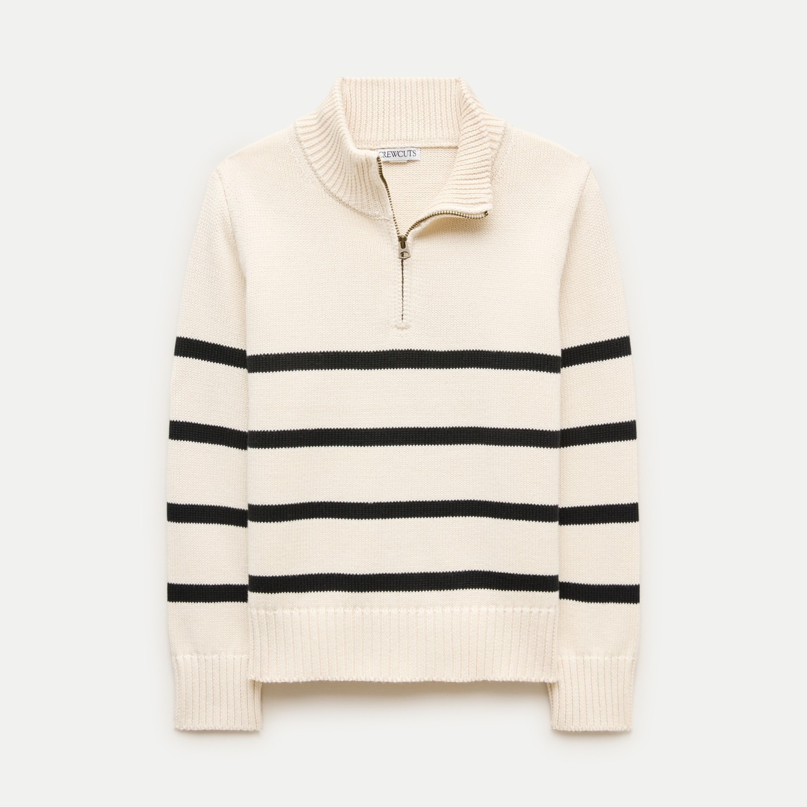 Kids' quarter-zip sweater in striped heritage cotton