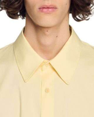 Sandro Oversized Fit Cotton Blend Pocket Shirt