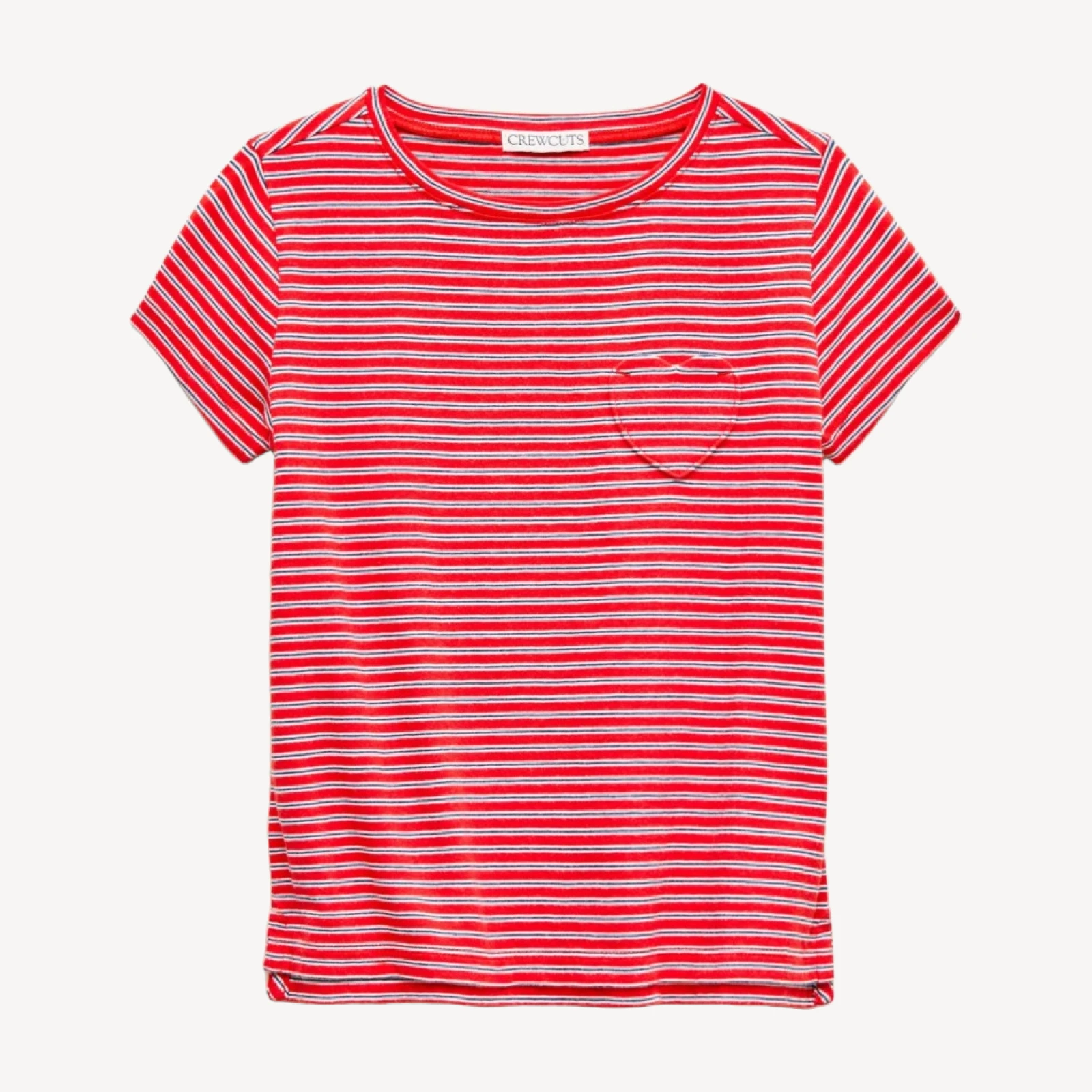 Girls' short-sleeve heart-pocket T-shirt in vintage jersey