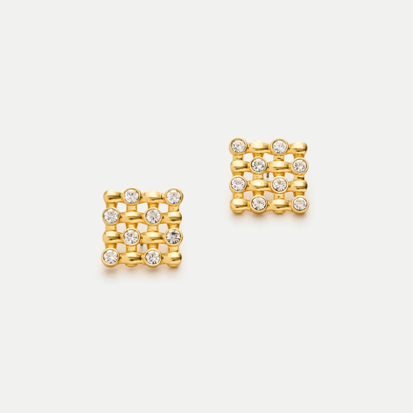 Grid crystal stud earrings