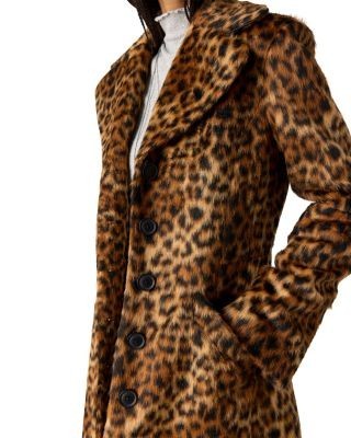 Free People Delancy Leopard Print Faux Fur Coat