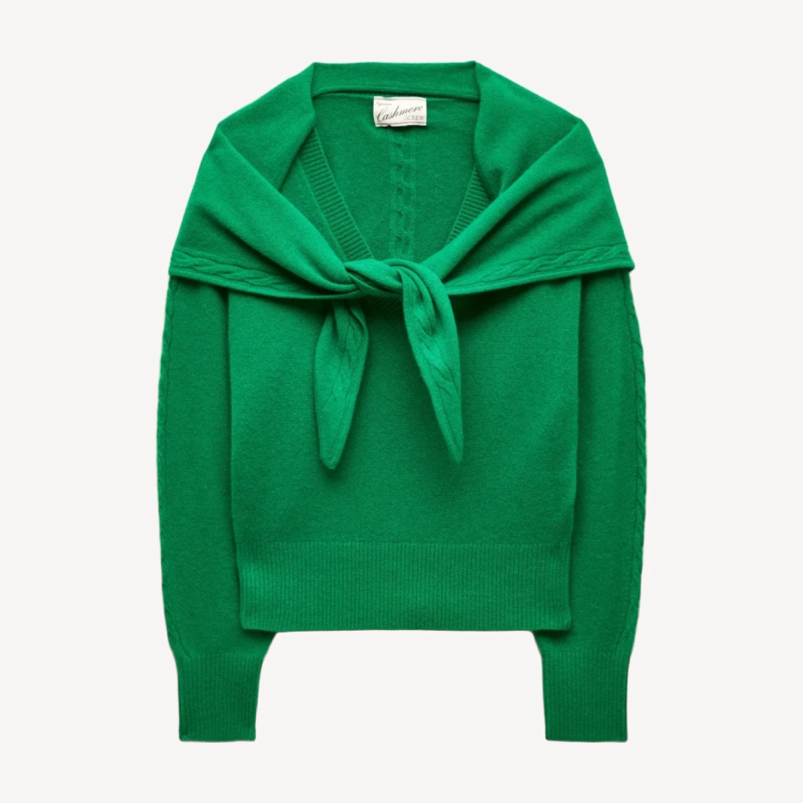 Cashmere V-neck sweater with removable scarf